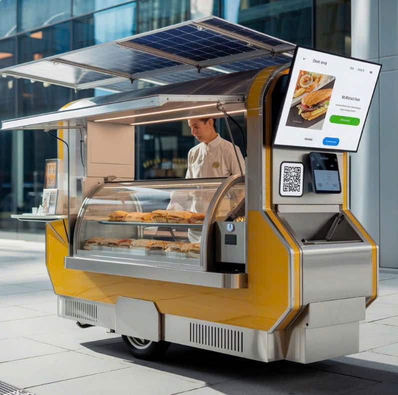 Solar-powered food vendor cart